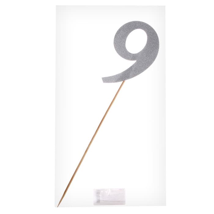 Топпер в торт «9», цвет серебро