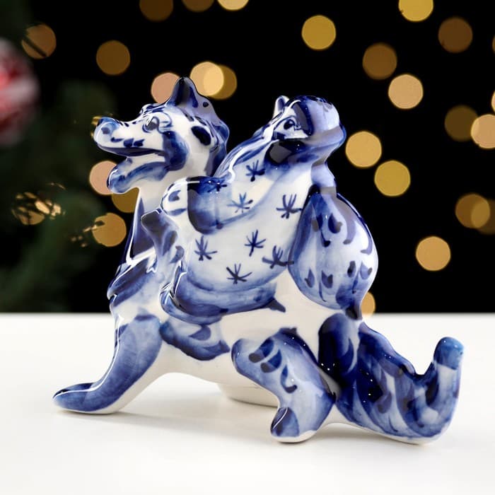 Сувенир "Дракон Леголас", гжель, фарфор, 10х13см