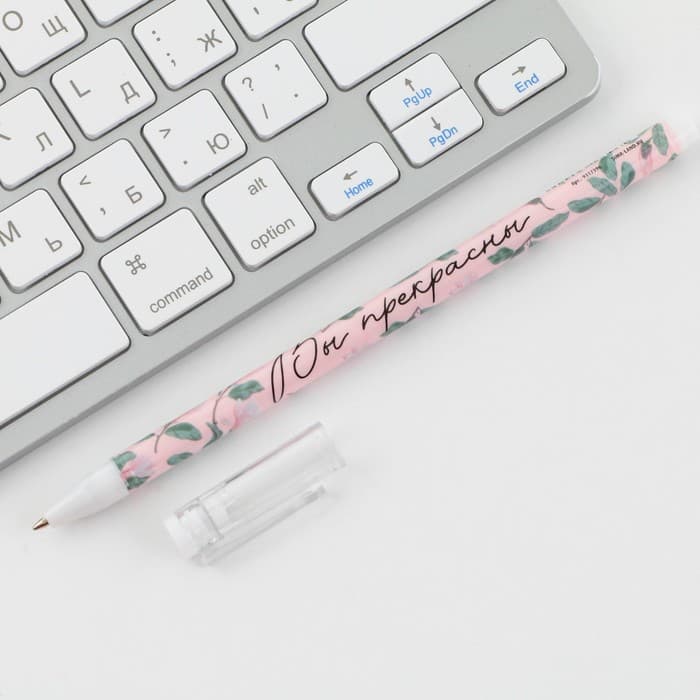 Ручка шариковая, синяя паста, 0.5 мм, пластик, с колпачком «Самому прекрасному учителю»