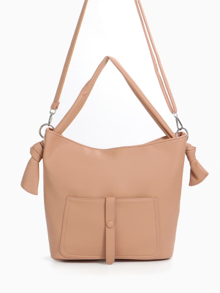 Сумка - мешок женская на молнии, 33×33 см, розовая