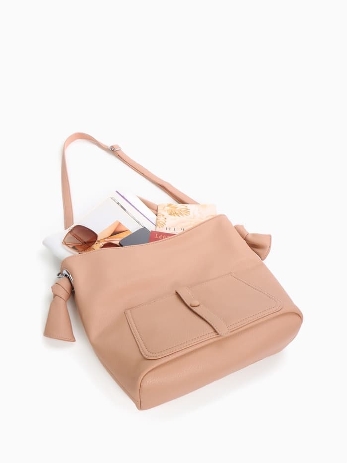 Сумка - мешок женская на молнии, 33×33 см, розовая