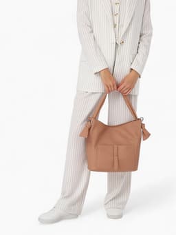 Сумка - мешок женская на молнии, 33×33 см, розовая