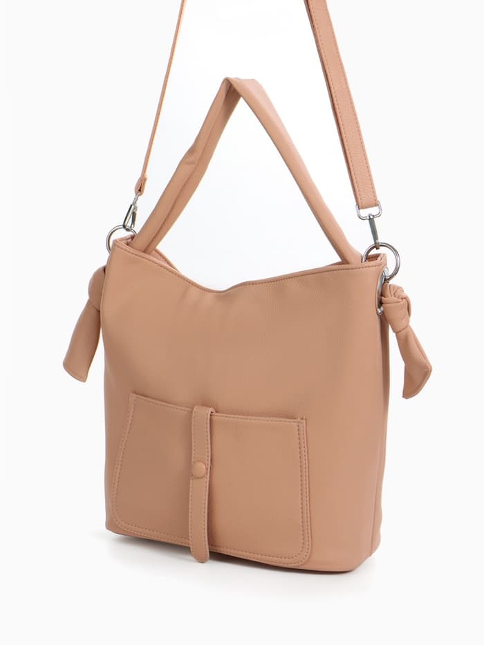 Сумка - мешок женская на молнии, 33×33 см, розовая