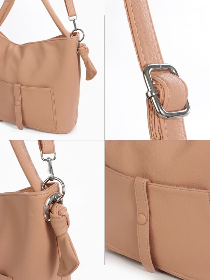 Сумка - мешок женская на молнии, 33×33 см, розовая