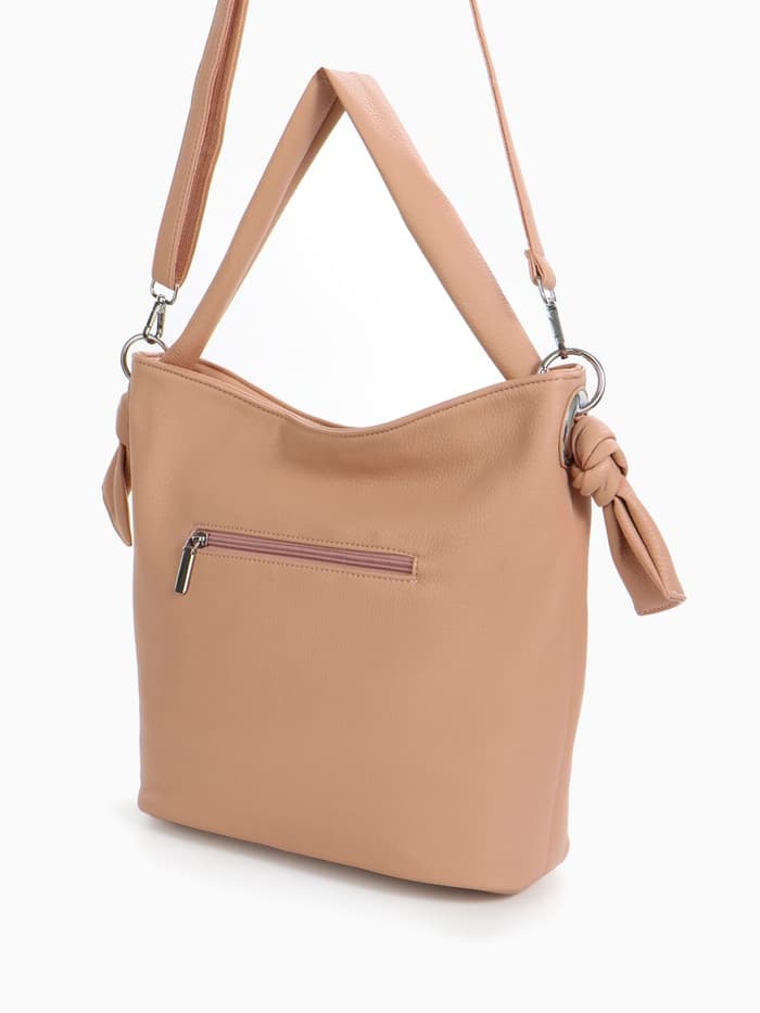 Сумка - мешок женская на молнии, 33×33 см, розовая