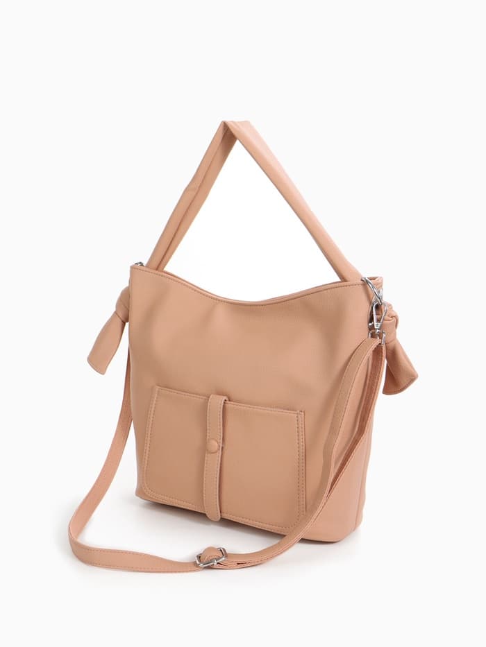 Сумка - мешок женская на молнии, 33×33 см, розовая