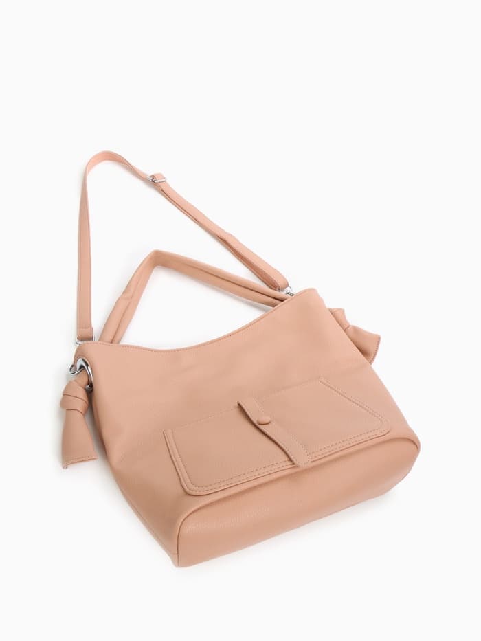 Сумка - мешок женская на молнии, 33×33 см, розовая