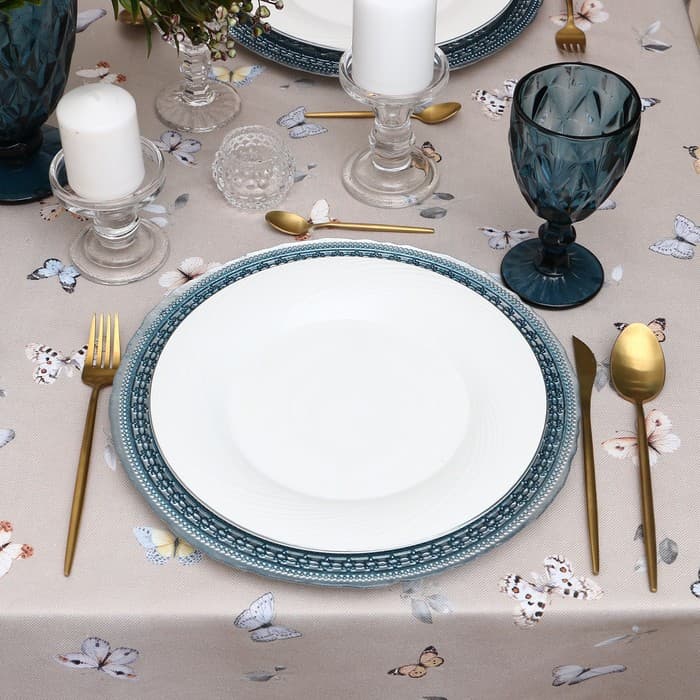 Скатерть «Этель» Butterflies 146×250 см, 100% хлопок, рогожка 186 г/м²