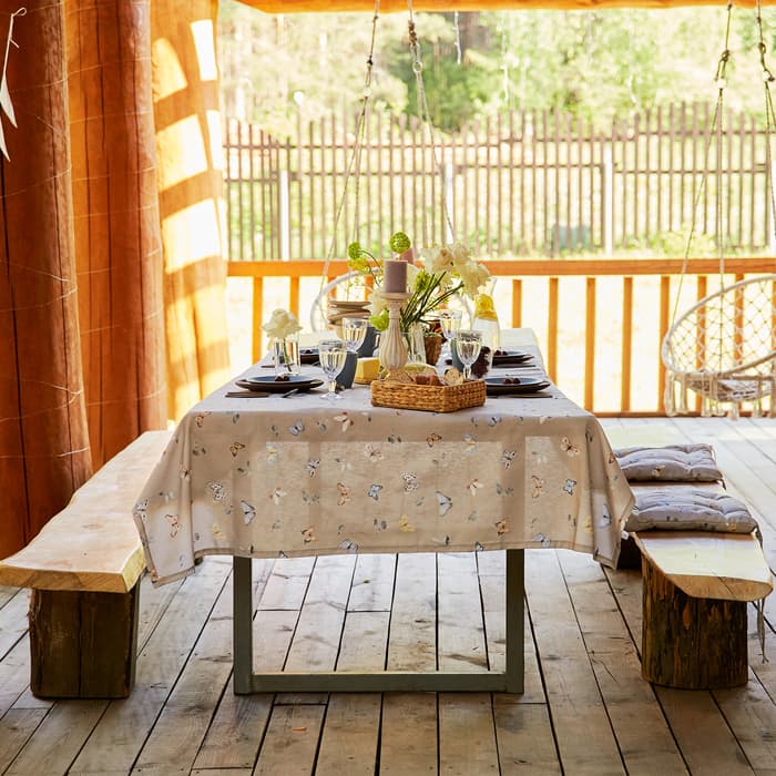 Скатерть «Этель» Butterflies 146×250 см, 100% хлопок, рогожка 186 г/м²