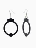 Серьги акриловые «Наручники», чёрные в серебре