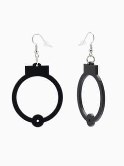 Серьги акриловые «Наручники», чёрные в серебре