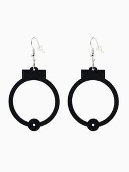 Серьги акриловые «Наручники», чёрные в серебре