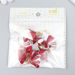 Декор текстиль «Цветок 2 с жемчужиной. Бордовый и белый», набор 6 шт., 3 см