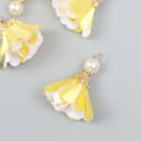 Декор текстиль «Цветок 2 с жемчужиной. Жёлтый и белый», набор 6 шт., 3 см