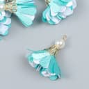 Декор текстиль «Цветок 2 с жемчужиной. Небесный и белый», набор 6 шт., 3 см