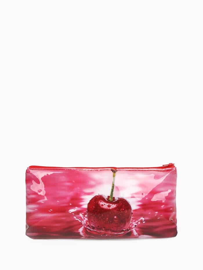 Косметичка - пенал на молнии, средний размер, с ярким рисунком, красная