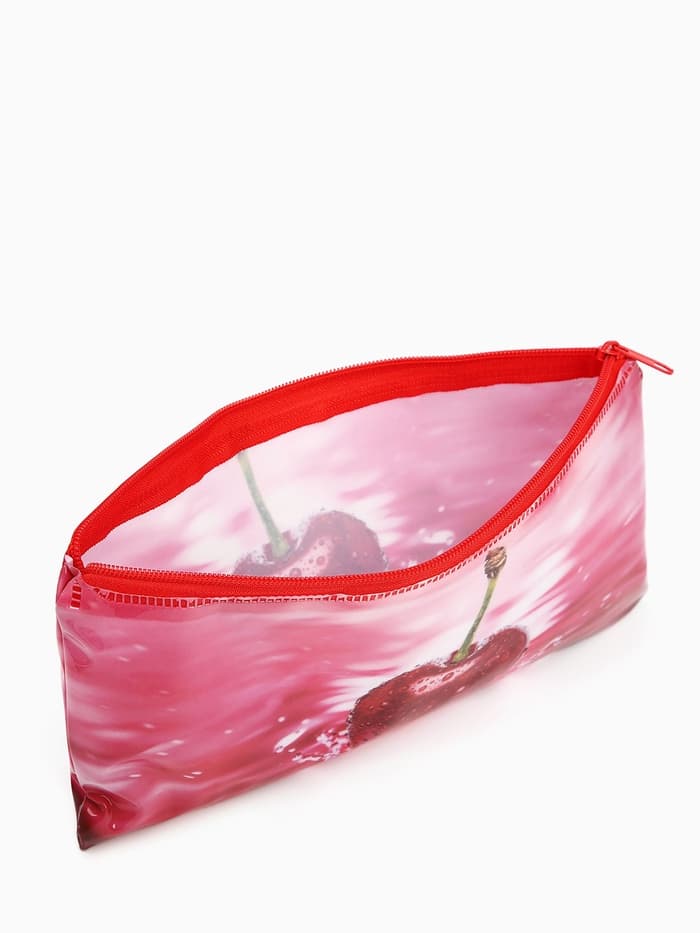 Косметичка - пенал на молнии, средний размер, с ярким рисунком, красная