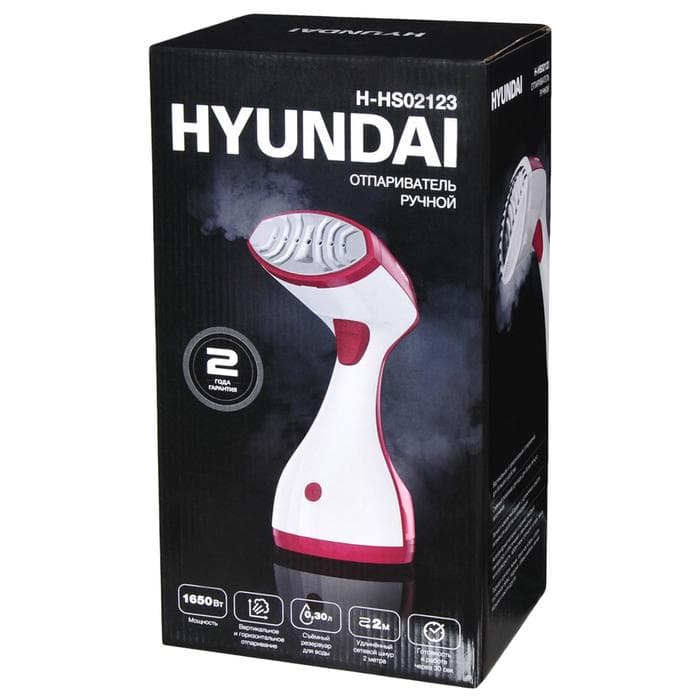 Отпариватель Hyundai H-HS02123, ручной, 1650 Вт, 300 мл, шнур 2 м, бело-вишнёвый