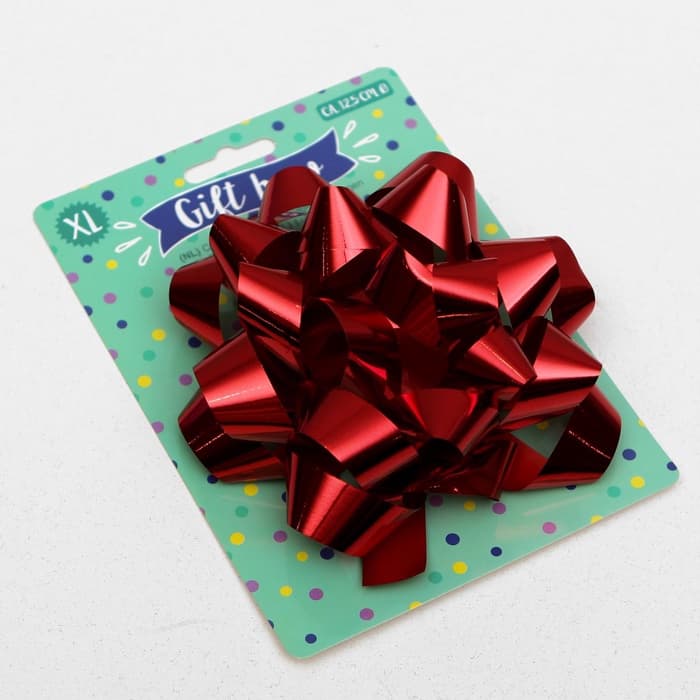 Подарочный Бант - звезда № 14, красный, металлик, для упаковки подарков