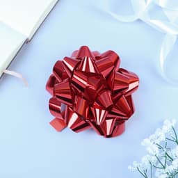 Подарочный Бант - звезда № 14, красный, металлик, для упаковки подарков