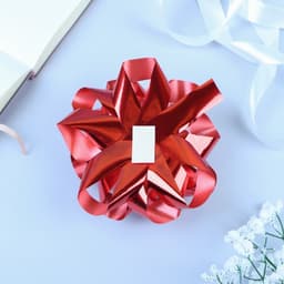 Подарочный Бант - звезда № 14, красный, металлик, для упаковки подарков