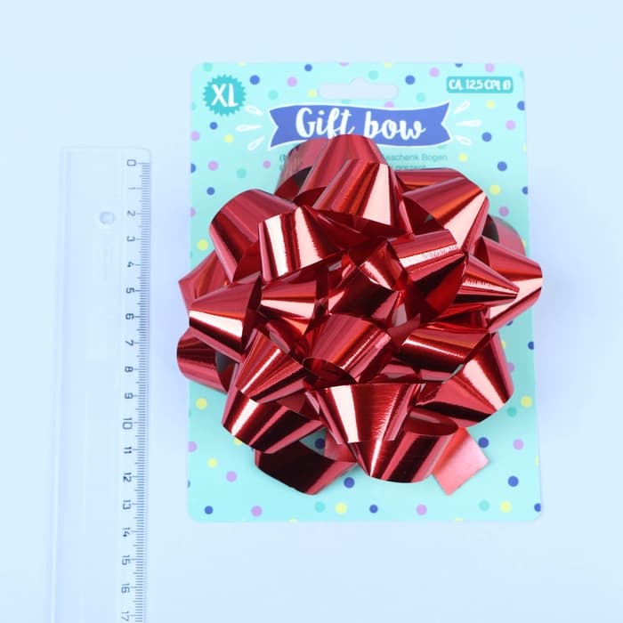 Подарочный Бант - звезда № 14, красный, металлик, для упаковки подарков