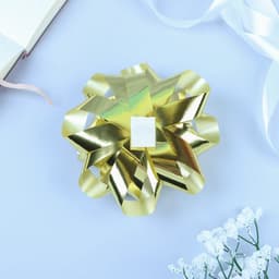 Подарочный Бант - звезда № 14, золотой, металлик, для упаковки подарков