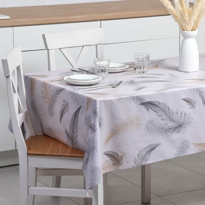 Клеёнка на стол «Перья», на тканевой основе, рулон 20 метров, ширина 137 см, толщина 0.25 мм