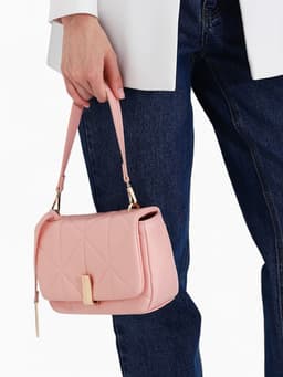 Сумка женская мессенджер на магните, 21×9×15 см, розовая