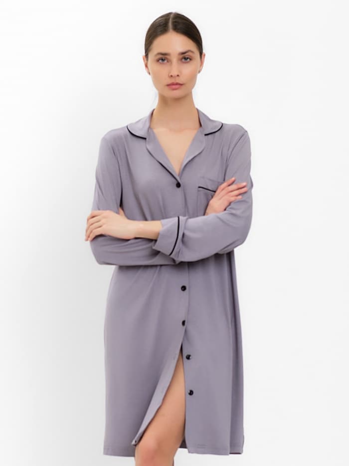 Сорочка ночная женская MINAKU: Home collection, серая, размер 42