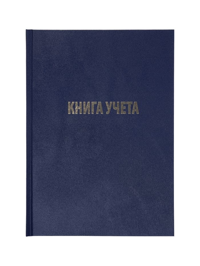 Книга учета А4, 144 листа, клетка, 200×290 мм, бумвинил, синий, блок офсетный