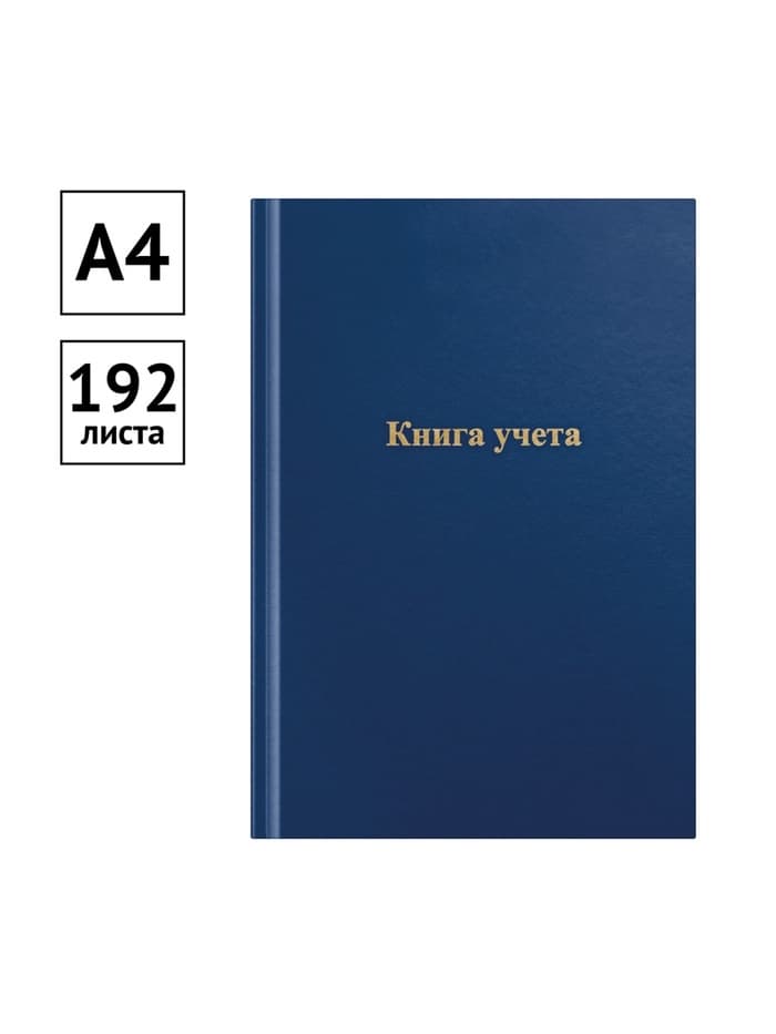 Книга учета, 192 листа, обложка бумвинил, блок газетный, клетка, синяя