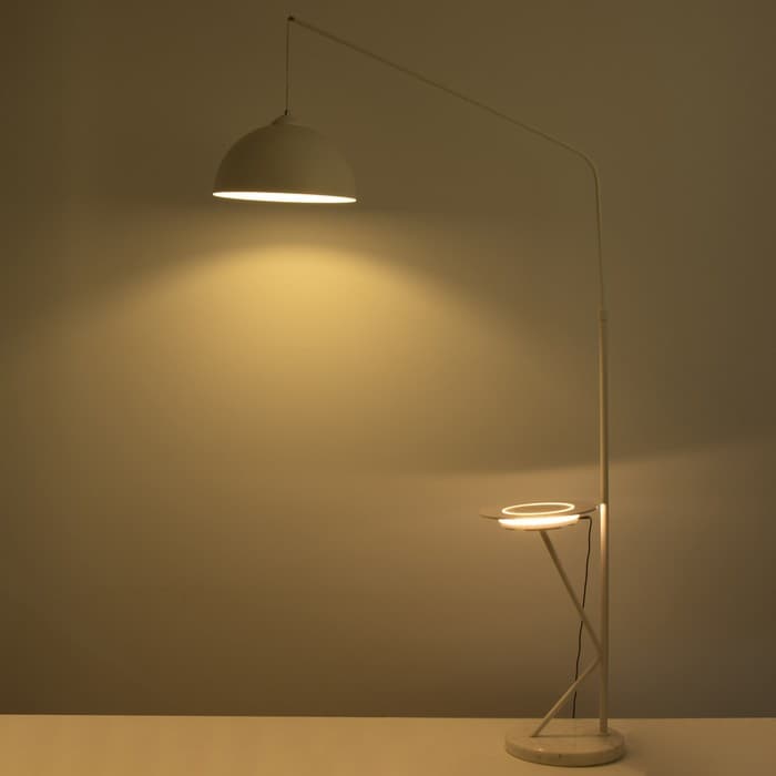 Торшер с беспроводной зарядкой для телефона «Велл» Е27 40 Вт динамик белый 90×35×168-185 см