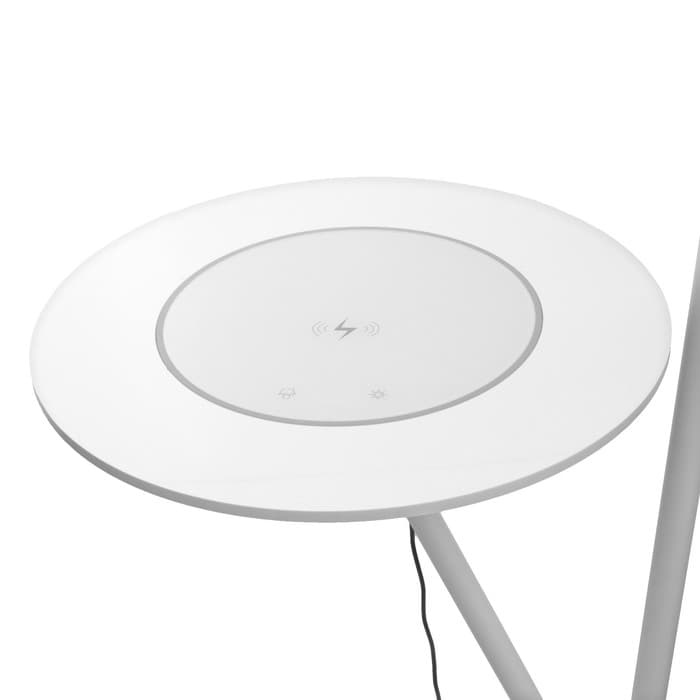 Торшер с беспроводной зарядкой для телефона «Велл» Е27 40 Вт динамик белый 90×35×168-185 см