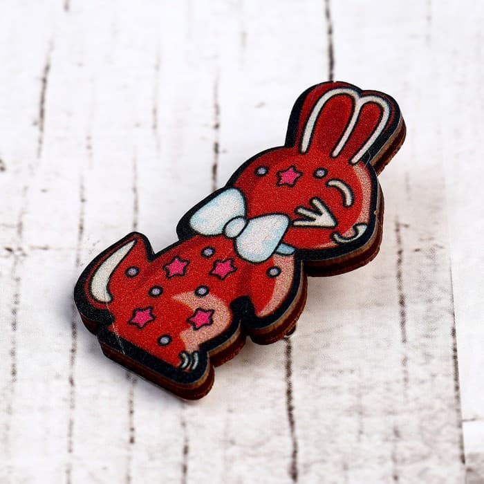 Деревянный значок ZUFA «Заяц»