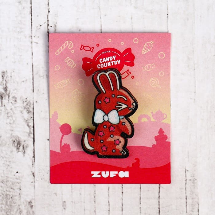 Деревянный значок ZUFA «Заяц»