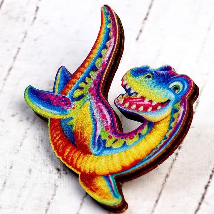 Деревянный значок ZUFA «Плезиозавр»