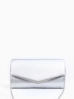 Сумка-клатч женская вечерняя на магните, с длинной цепочкой, серебристая