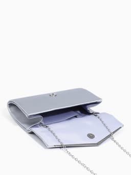 Сумка-клатч женская вечерняя на магните, с длинной цепочкой, серебристая
