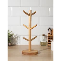 Подставка деревянная для кружек Adelica, основа d=13×1.8 см, высота 34 см, вешалка 6.5 см, берёза