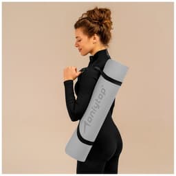 Коврик для фитнеса и йоги ONLYTOP, нескользящий, 183×61×0.6 см, серый, чёрный
