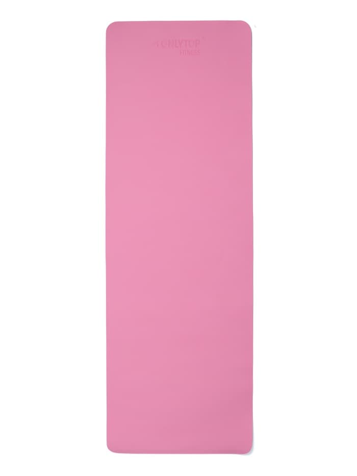 Коврик для фитнеса и йоги ONLYTOP, 183×61×0.6 см, серый, розовый