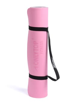 Коврик для фитнеса и йоги ONLYTOP, 183×61×0.6 см, серый, розовый