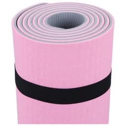 Коврик для фитнеса и йоги ONLYTOP, 183×61×0.6 см, серый, розовый
