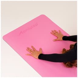 Коврик для фитнеса и йоги ONLYTOP, 183×61×0.6 см, серый, розовый