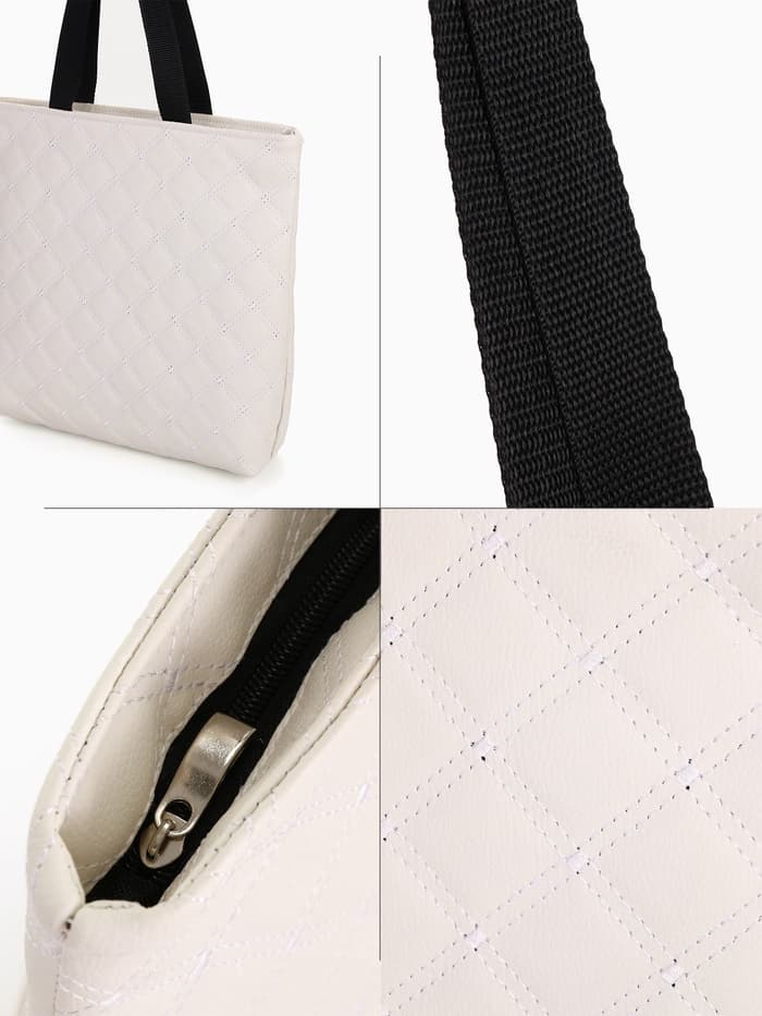 Сумка - шоппер женская на молнии, 32×10×31 см, молочная