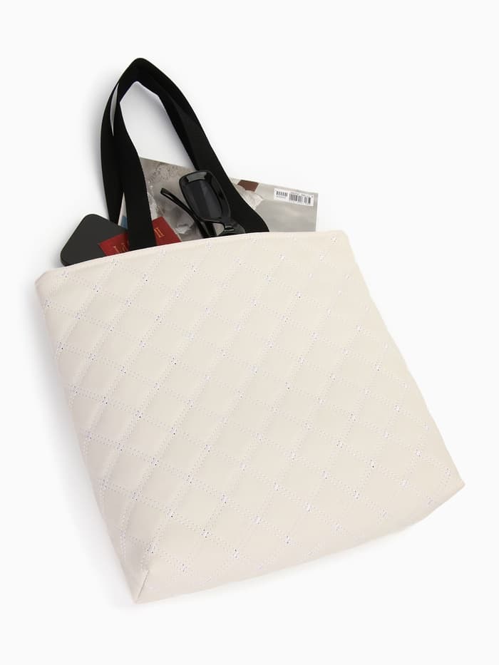 Сумка - шоппер женская на молнии, 32×10×31 см, молочная