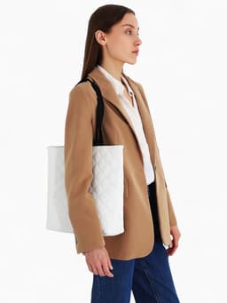 Сумка - шоппер женская на молнии, 32×10×31 см, молочная