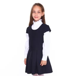 Сарафан школьный для девочек, тёмно-синий, рост 122 см