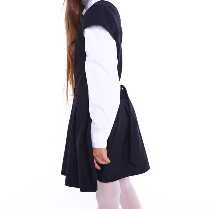 Сарафан школьный для девочек, тёмно-синий, рост 122 см